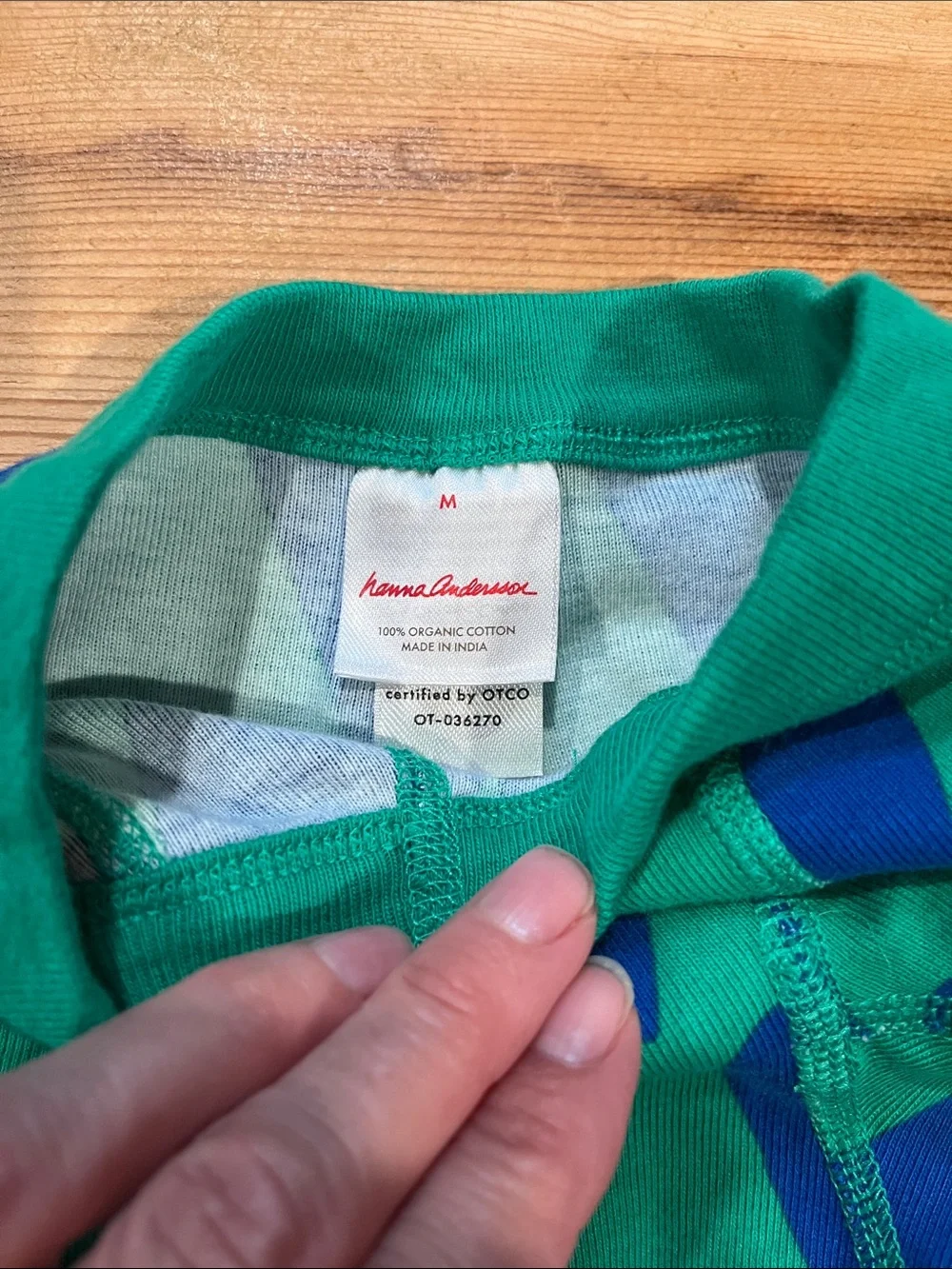 HANNA ANDERSSON Medium Green/ Blue Organic Puppy Dog Pajama Top